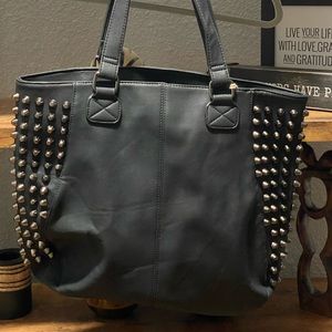 SOLD. NWT Black Silver Studded Large Tote